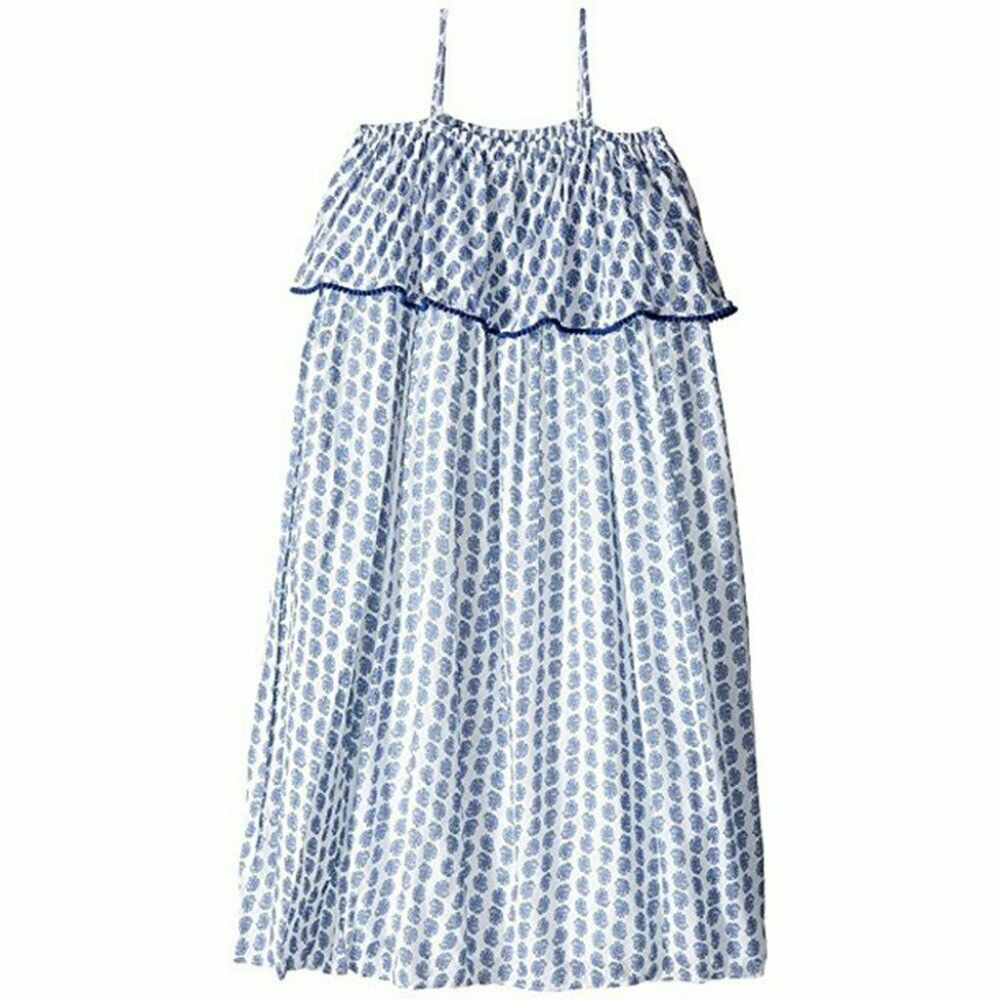 Ralph Lauren Girls Gauze Blue Paisley Print Dress